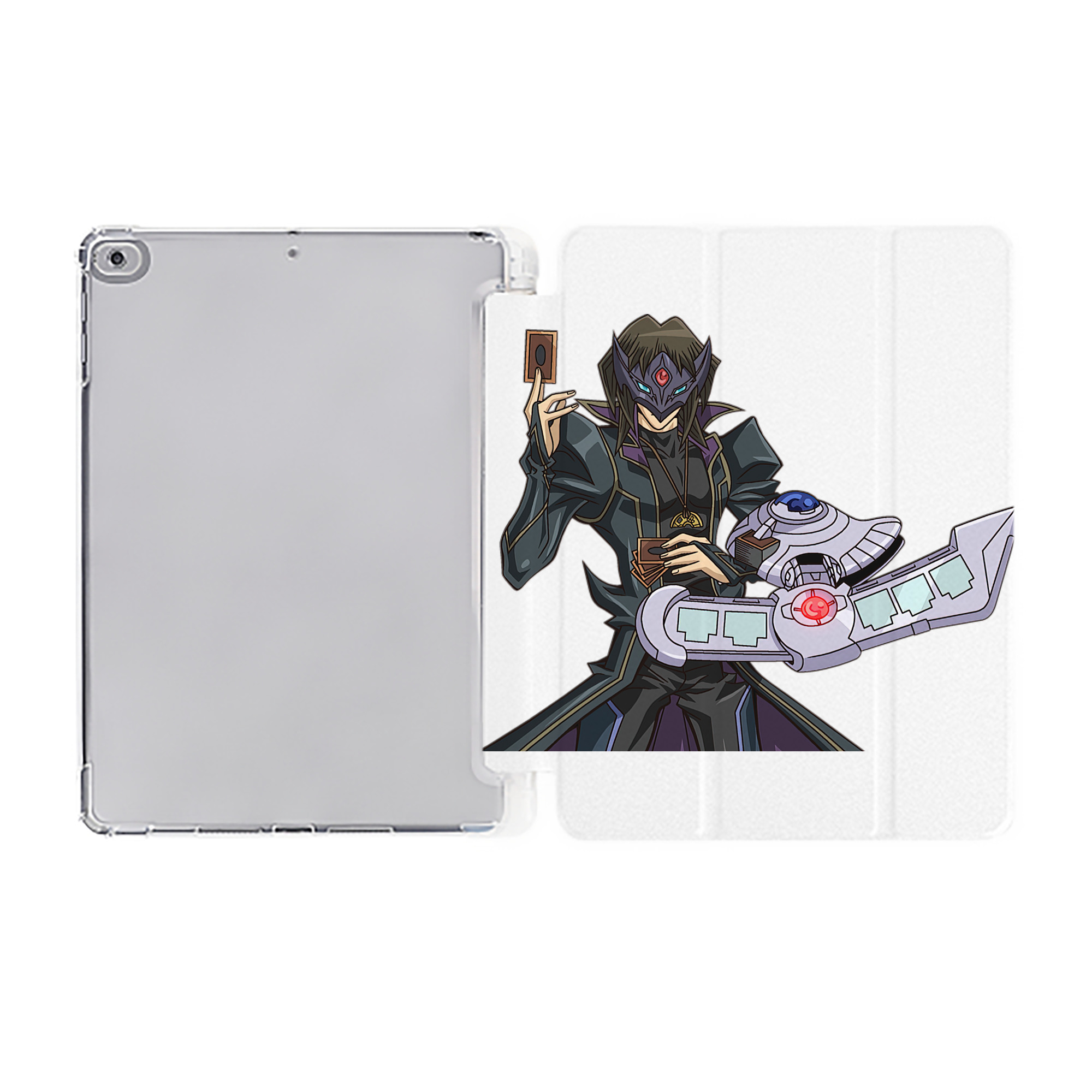 （画像用） 遊☆戯☆王 Yu-Gi-Oh! IPad ケース ペン収納付き 三つ折りスタンド PUレザー×シリコン 対応機種9.5/10.5/10.9インチ